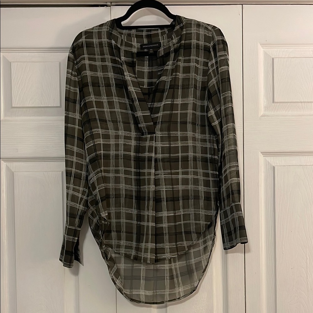 Banana Republic Long Sleeve Sheer V-Neck Blouse